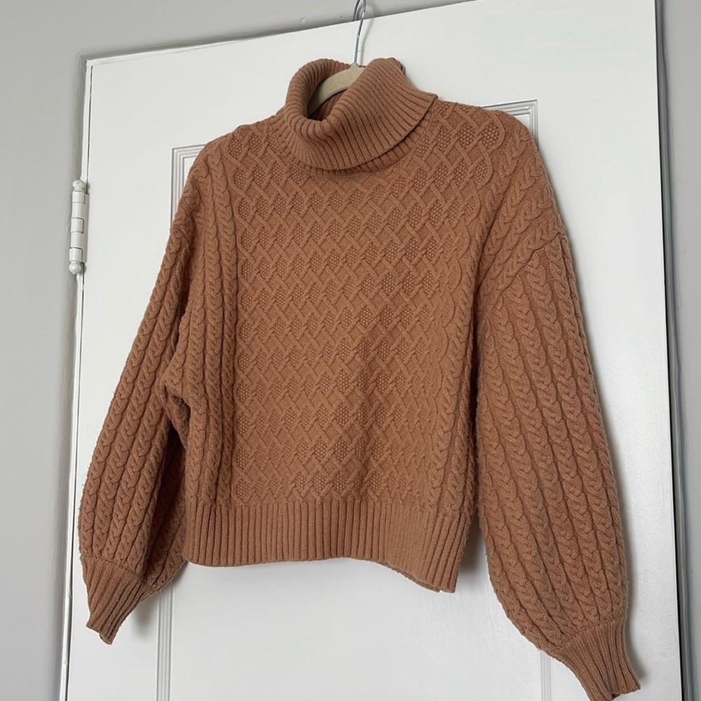 T Tahari Small Cable Knit Turtle Neck Sweater